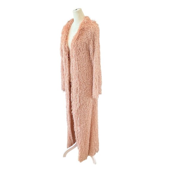NWT Jella C. Blush Pink Long Maxi Textured Shaggy Cardigan - Picture 2 of 10